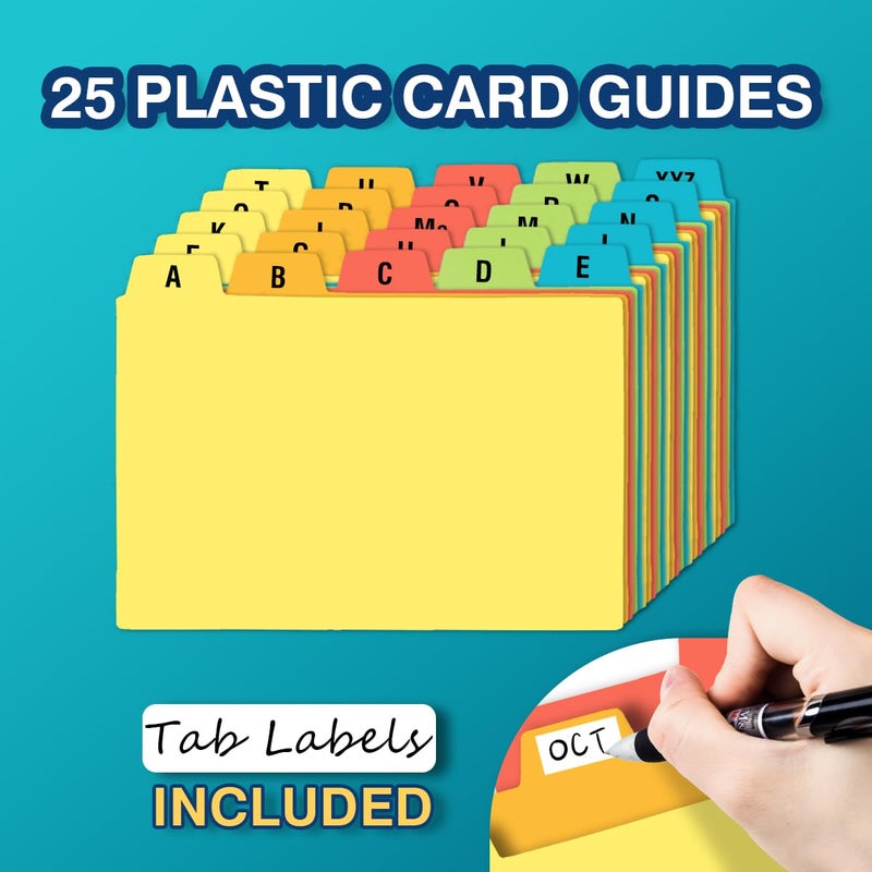 H4D 4x6 Index Card Holder with 100 Heavyweight Ruled Index Cards and 25 Plastic Dividers, Black - Image 5